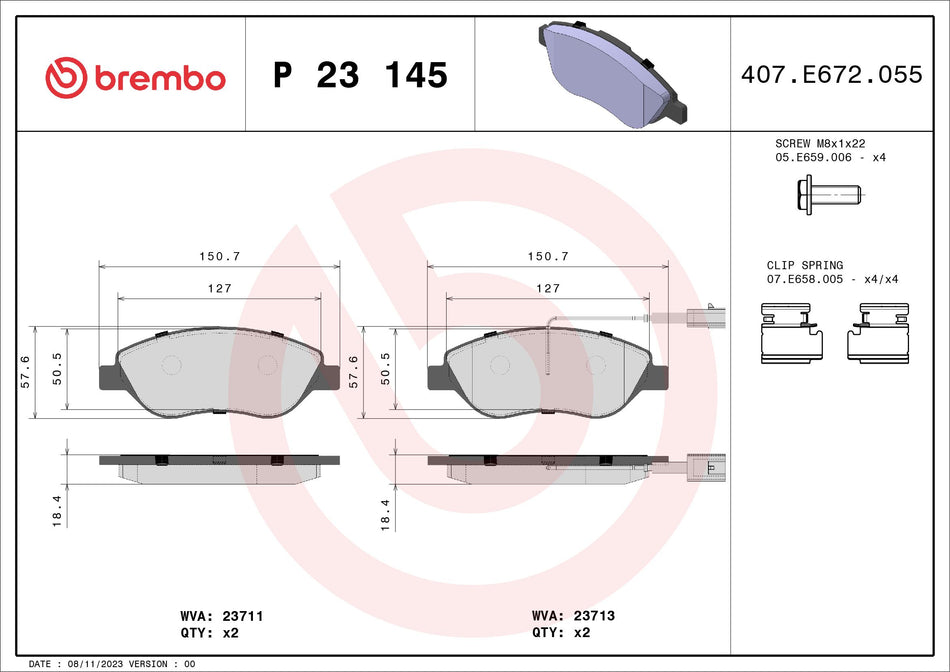 Brake Pad Set, disc brake - P 23 145