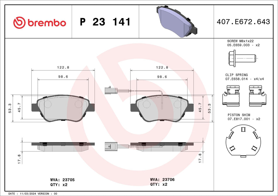 Brake Pad Set, disc brake - P 23 141