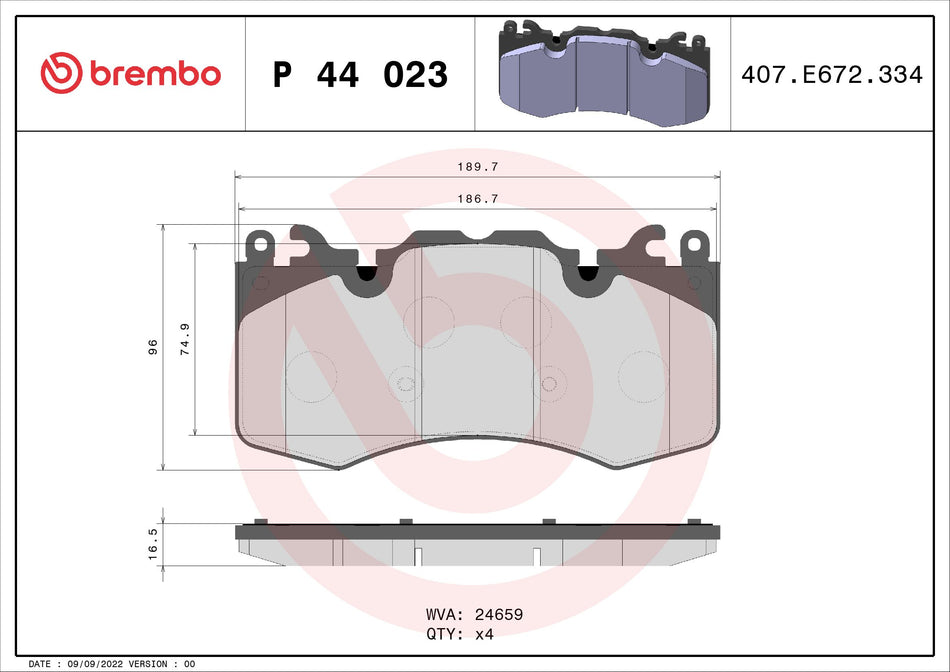 Brake Pad Set, disc brake - P 44 023