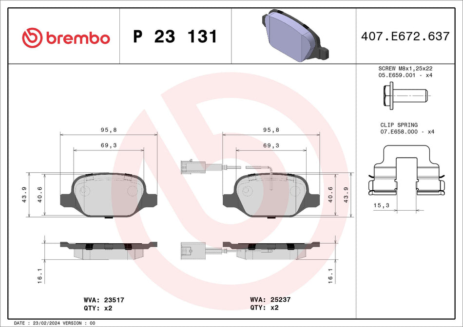 Brake Pad Set, disc brake - P 23 131