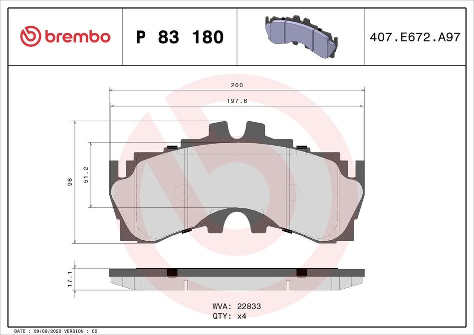 Brake Pad Set, disc brake - P 83 180