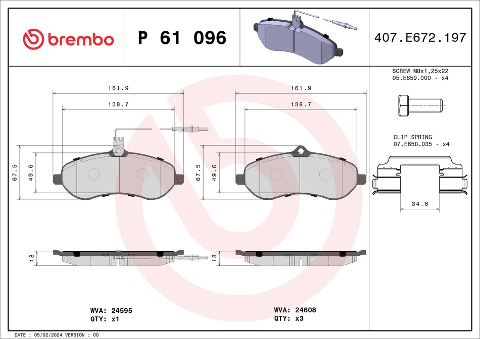 Brake Pad Set, disc brake - P 61 096