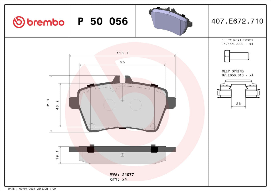 Brake Pad Set, disc brake - P 50 056