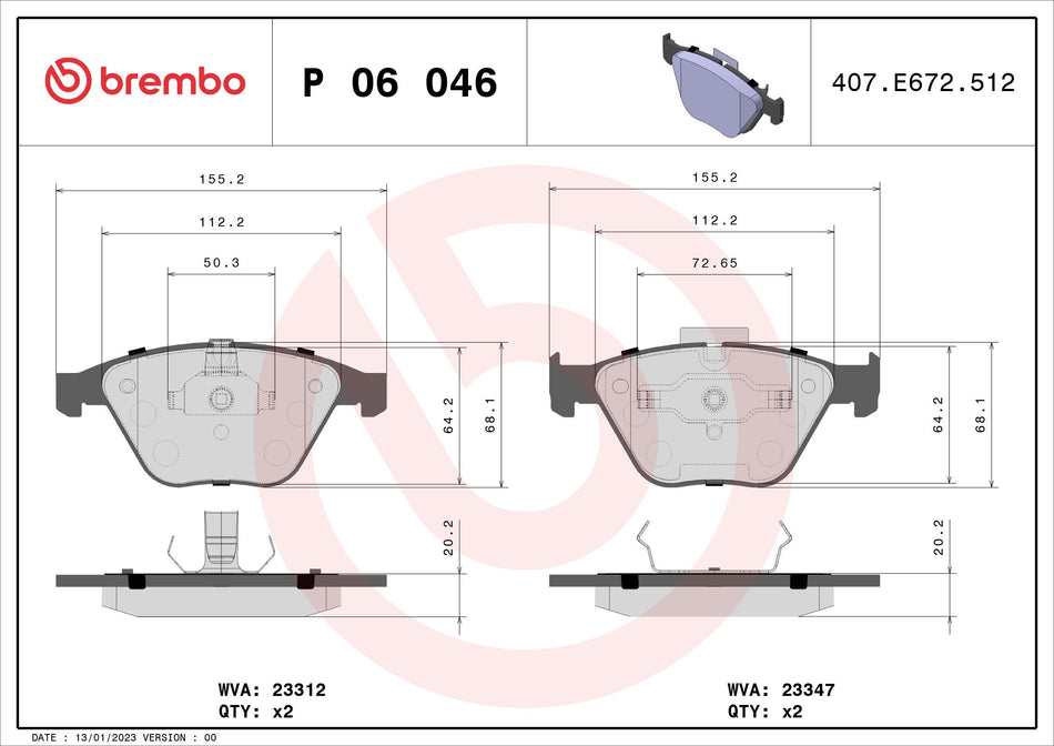 Brake Pad Set, disc brake - P 06 046
