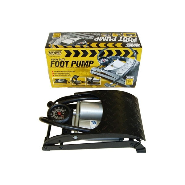 Foot Pump - Heavy Duty - Analogue Gauge - Twin Barrel