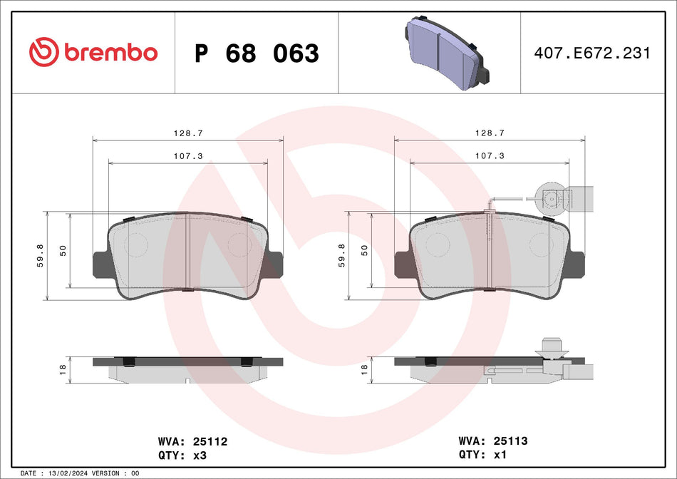 Brake Pad Set, disc brake - P 68 063