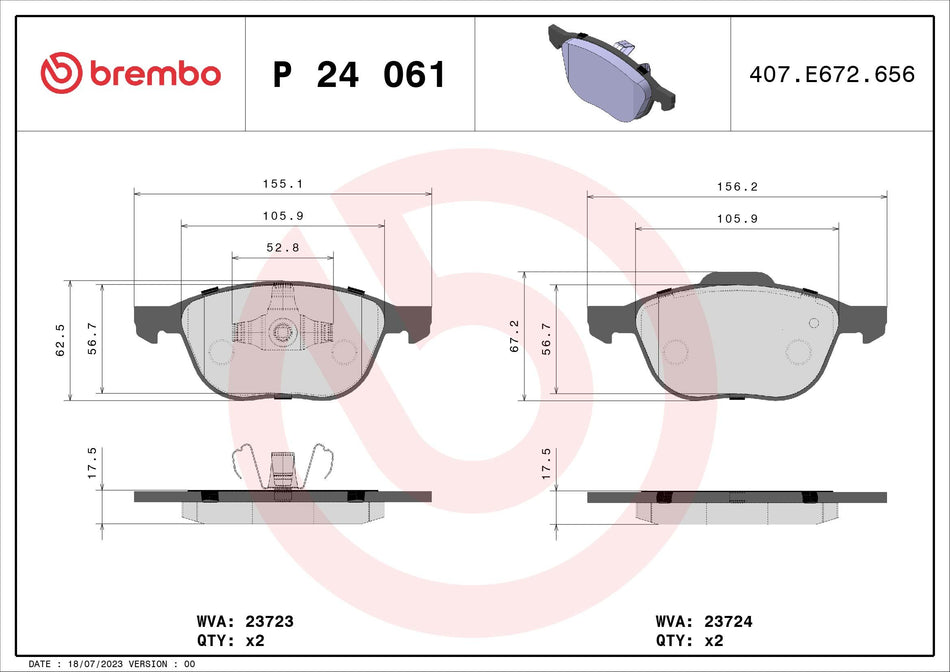 Brake Pad Set, disc brake - P 24 061X