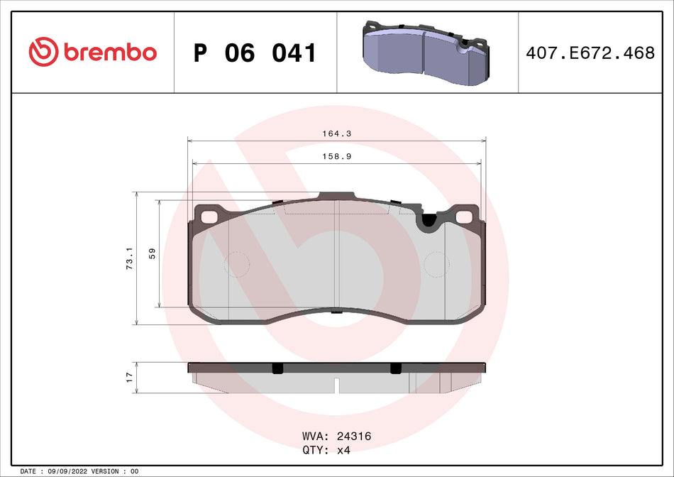 Brake Pad Set, disc brake - P 06 041