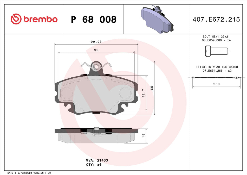 Brake Pad Set, disc brake - P 68 008