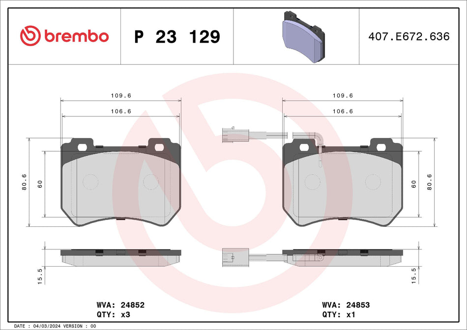 Brake Pad Set, disc brake - P 23 129