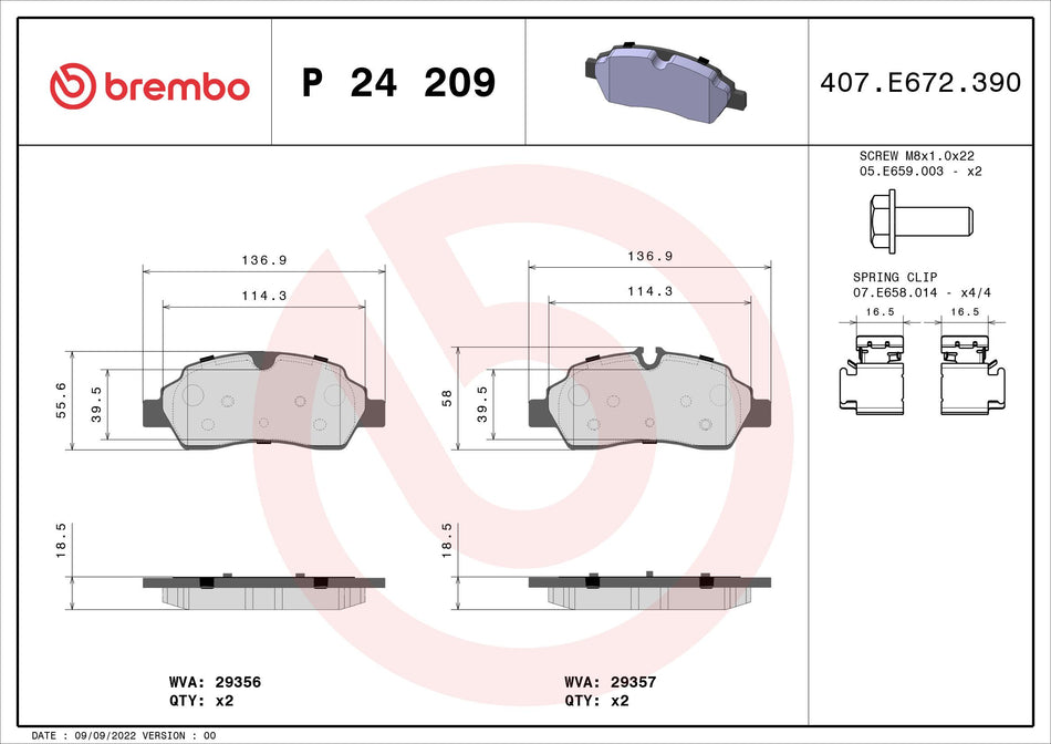 Brake Pad Set, disc brake - P 24 209