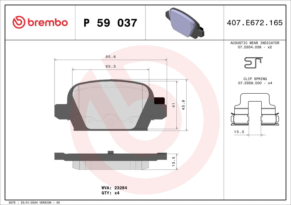Brake Pad Set, disc brake - P 59 037