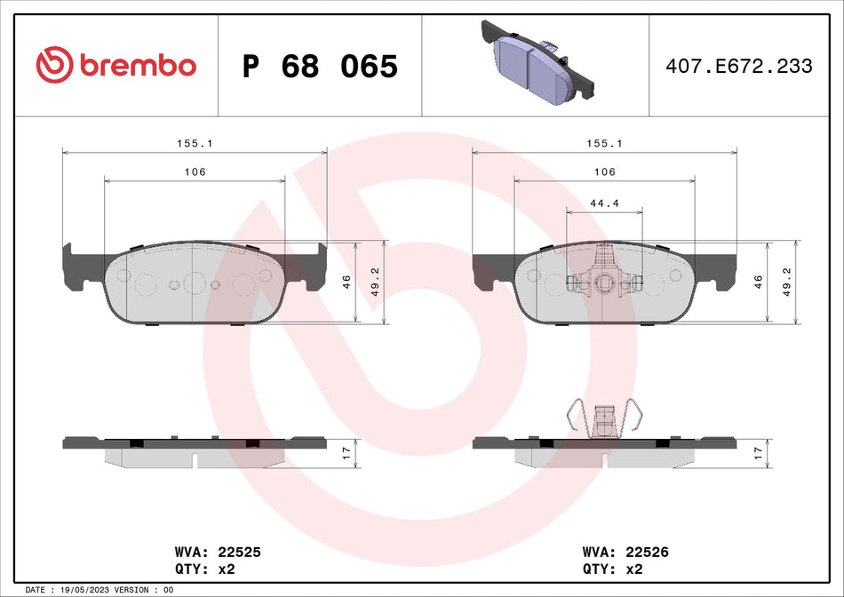 Brake Pad Set, disc brake - P 68 065