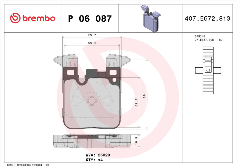 Brake Pad Set, disc brake - P 06 087