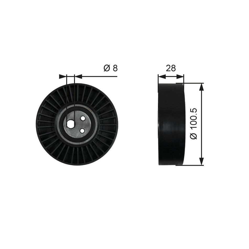 Tensioner Pulley, V-ribbed belt - T36003