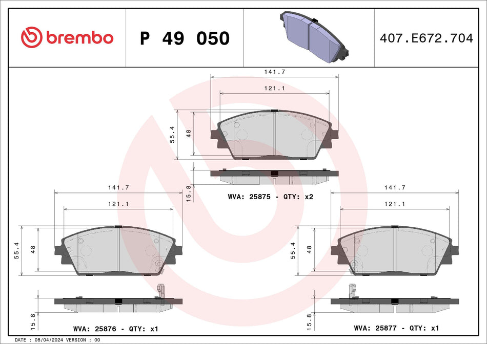 Brake Pad Set, disc brake - P 49 050