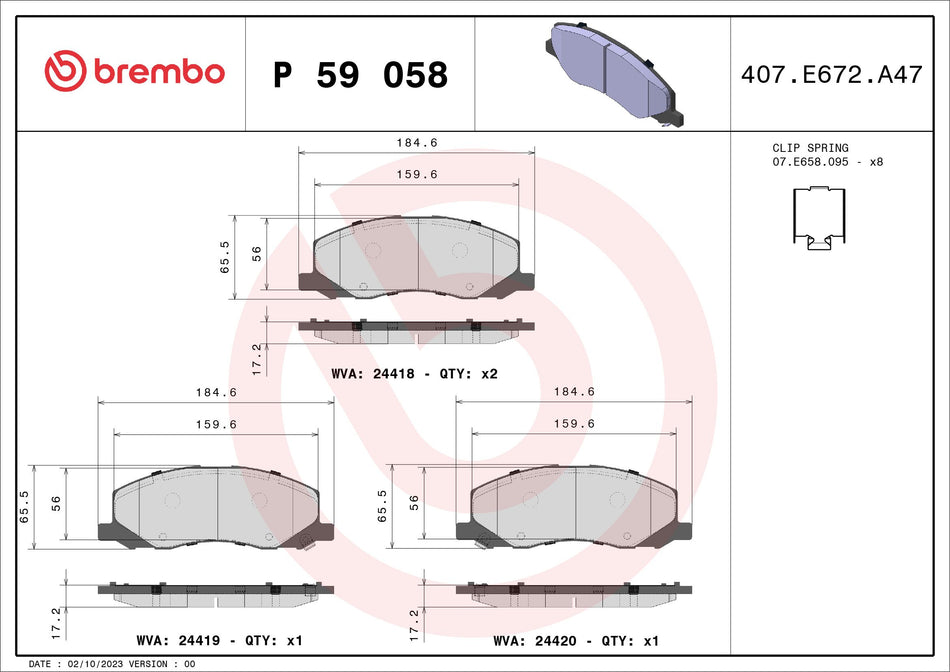 Brake Pad Set, disc brake - P 59 058