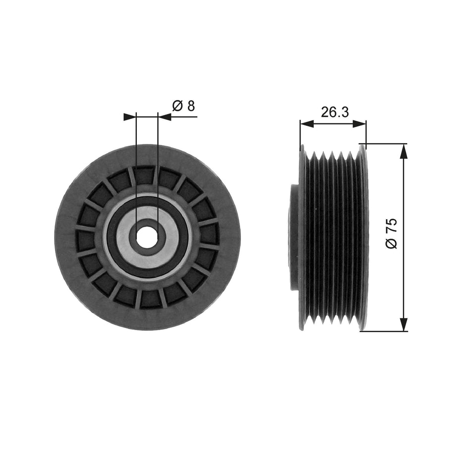 Tensioner Pulley, V-ribbed belt - T38092