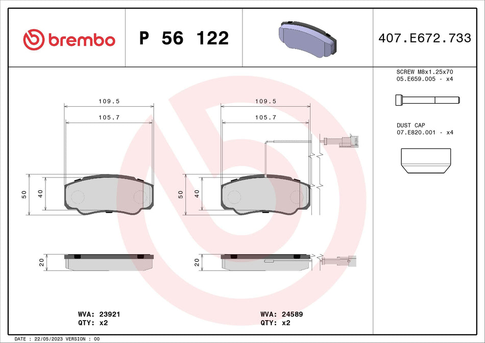 Brake Pad Set, disc brake - P 56 122