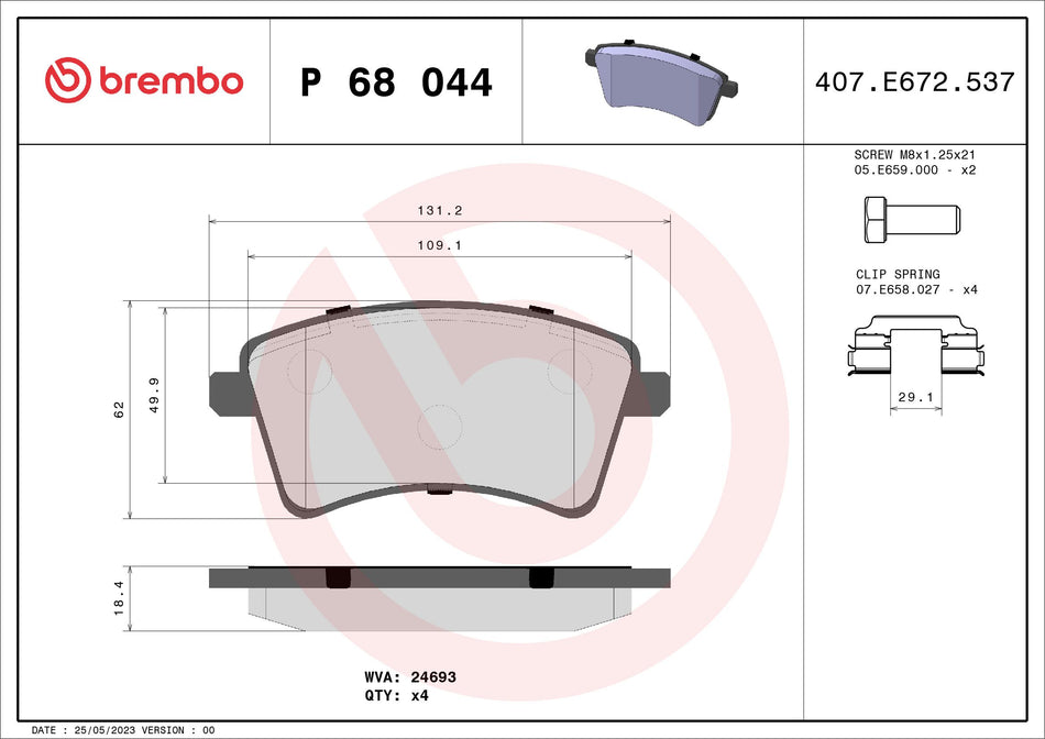 Brake Pad Set, disc brake - P 68 044