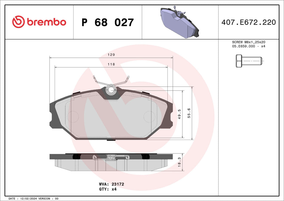 Brake Pad Set, disc brake - P 68 027