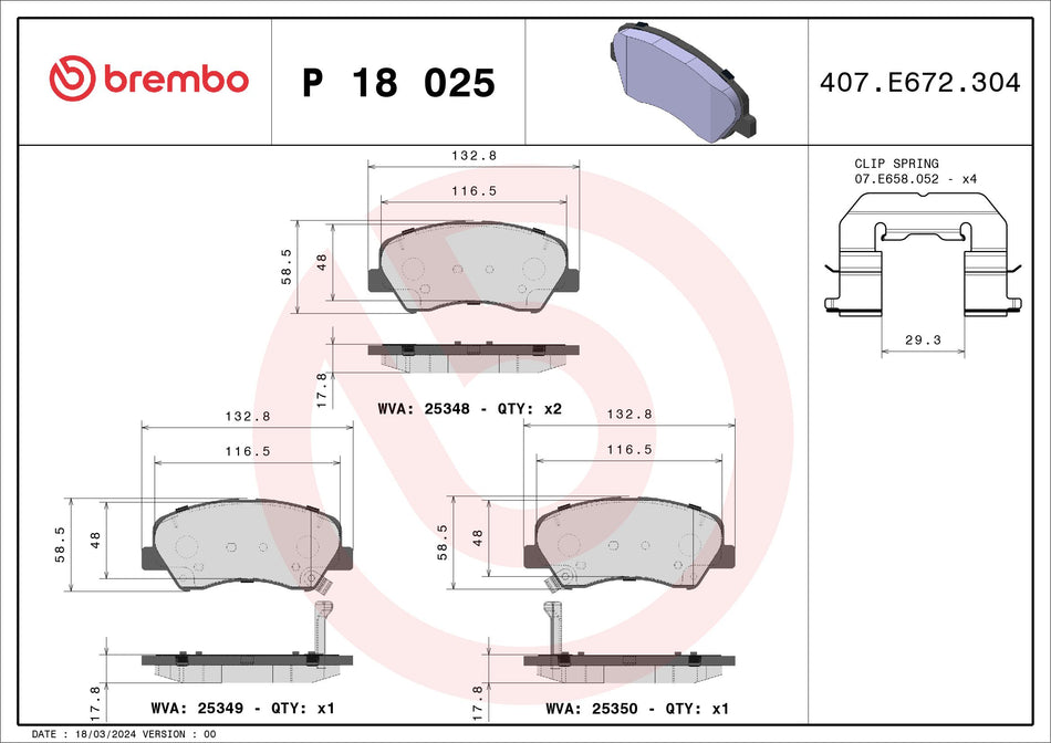 Brake Pad Set, disc brake - P 18 025