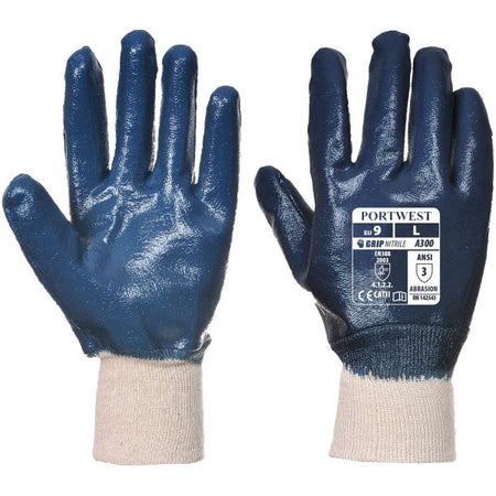 Nitrile Knitwrist Abrasion Resistant Gloves - Navy - Extra Large