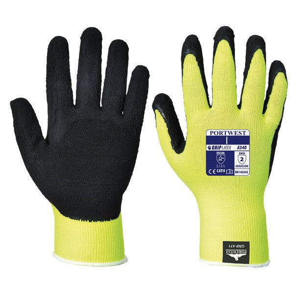 Hi-Vis Grip Gloves - Yellow - Small