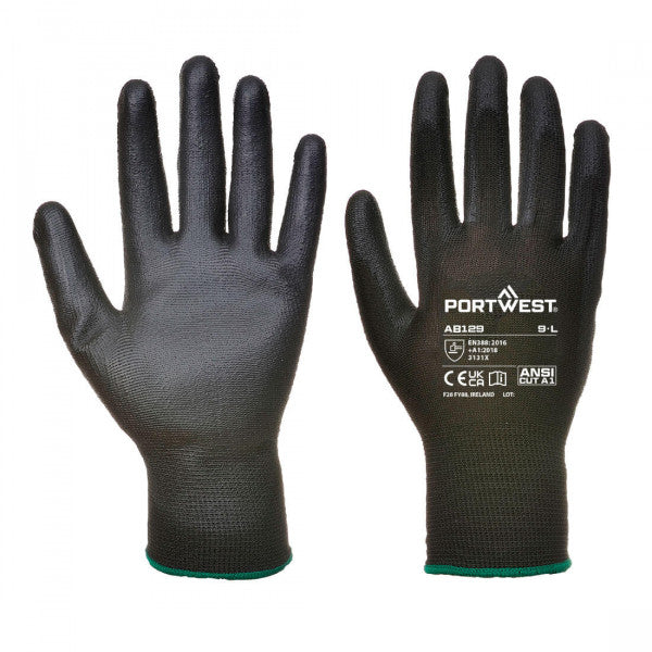 (PK12) Black Pu Palm Glove L