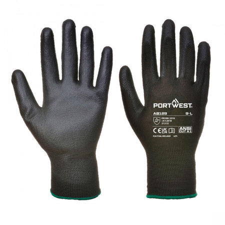 (PK12) Black Pu Palm Glove L
