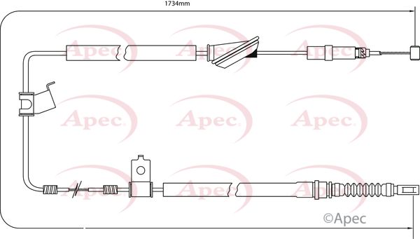 Apec CAB1208 Cable Pull, parking brake - 1