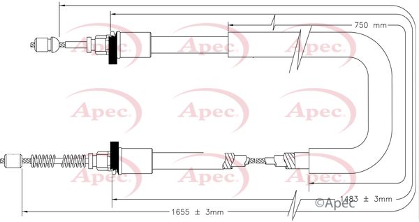 Apec CAB1616 Cable Pull, parking brake - 1