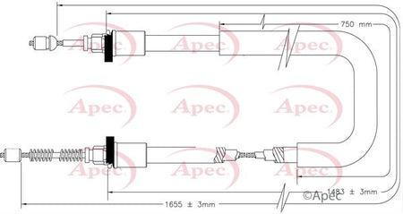 Apec CAB1616 Cable Pull, parking brake - 1