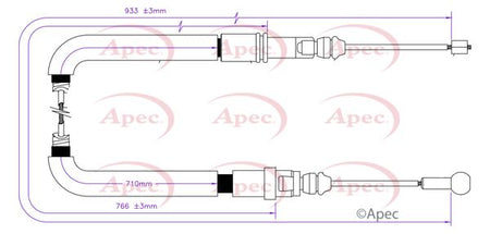 Apec CAB1812 Cable Pull, parking brake - 1
