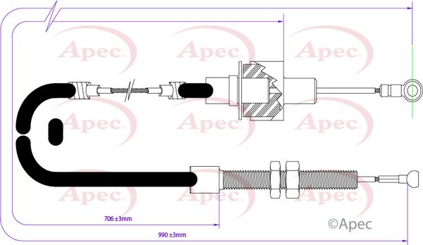 Apec CAB5025 Cable Pull, clutch control - 1