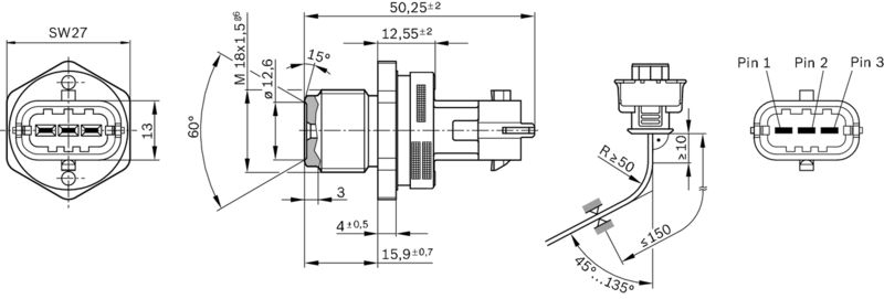 Bosch 0281002937 Sensor, fuel pressure - 6