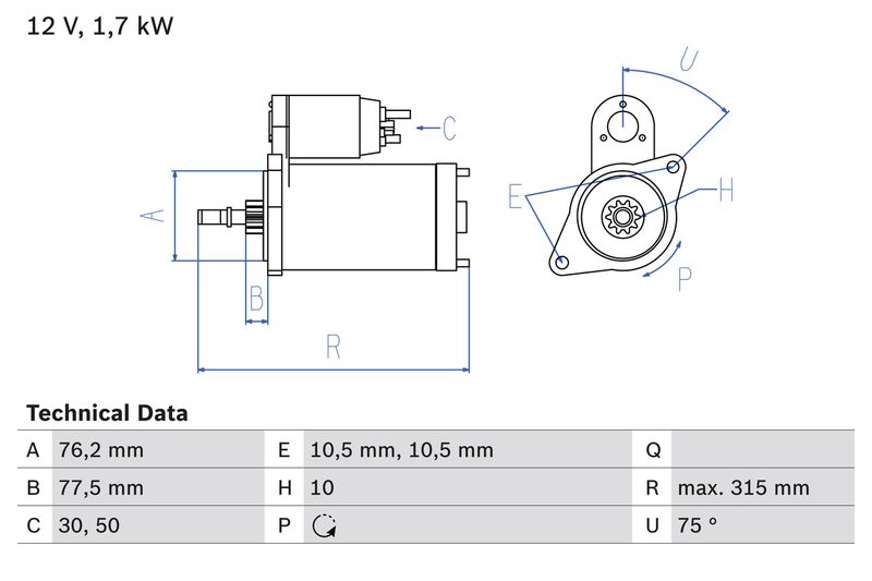 Bosch 0986016250 Starter - 1