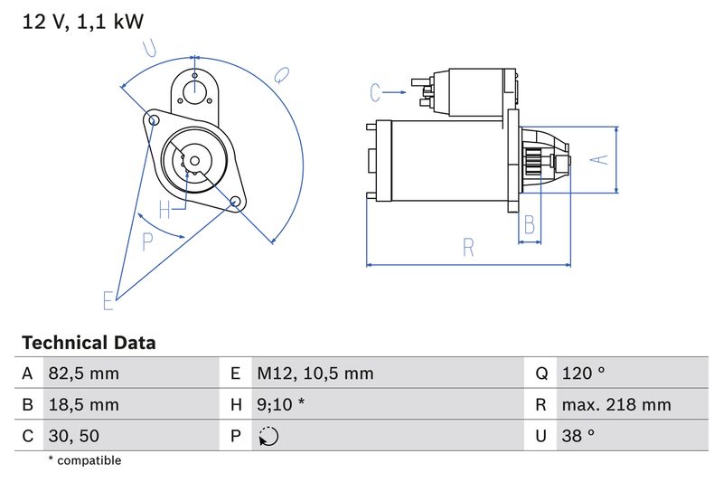 Bosch 0986016280 Starter - 1