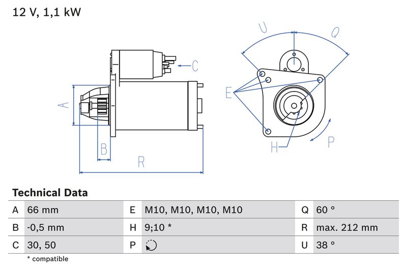 Bosch 0986016400 Starter - 1