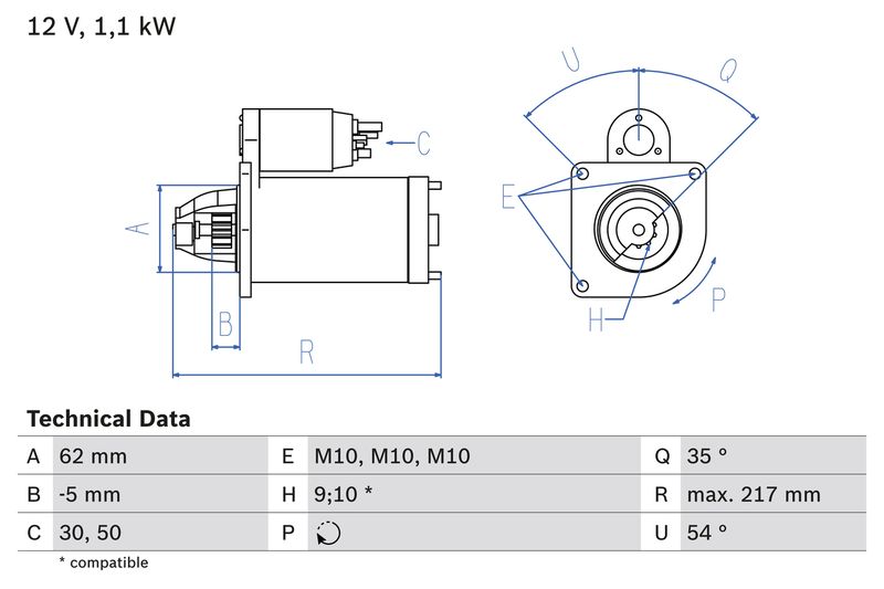 Bosch 0986016530 Starter - 1