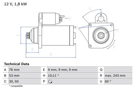 Bosch 0986016990 Starter - 1