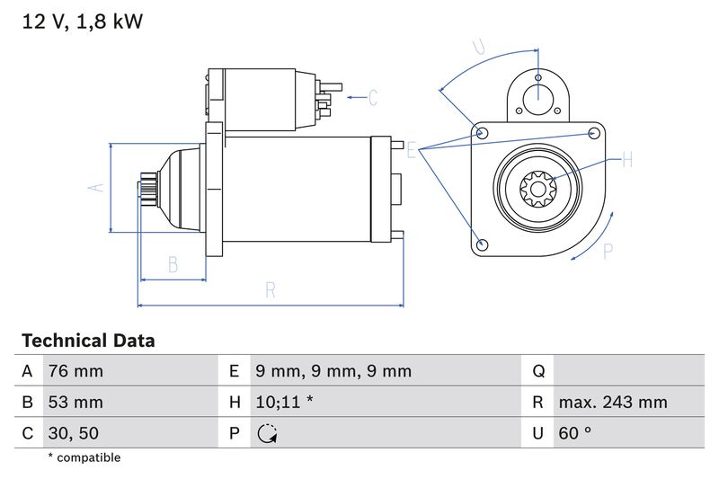 Bosch 0986016990 Starter - 1