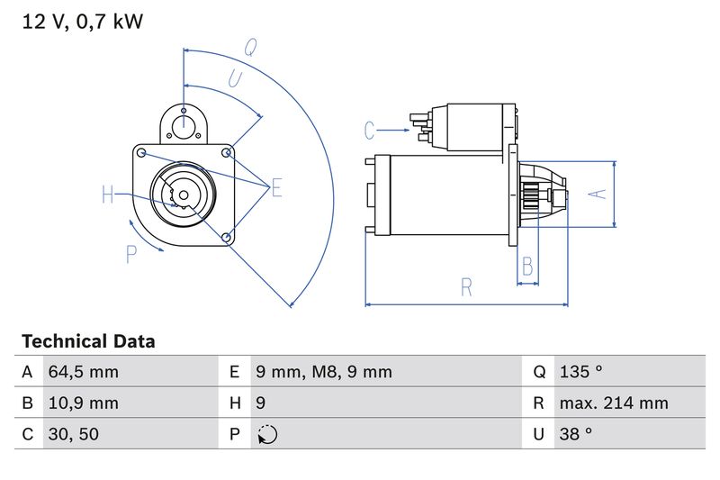 Bosch 0986017030 Starter - 1