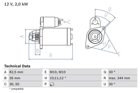 Bosch 0986017260 Starter - 1