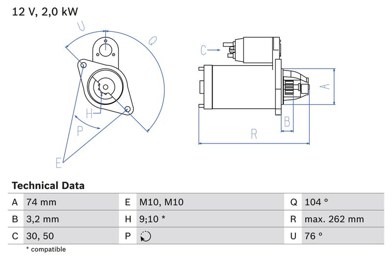 Bosch 0986017500 Starter - 1