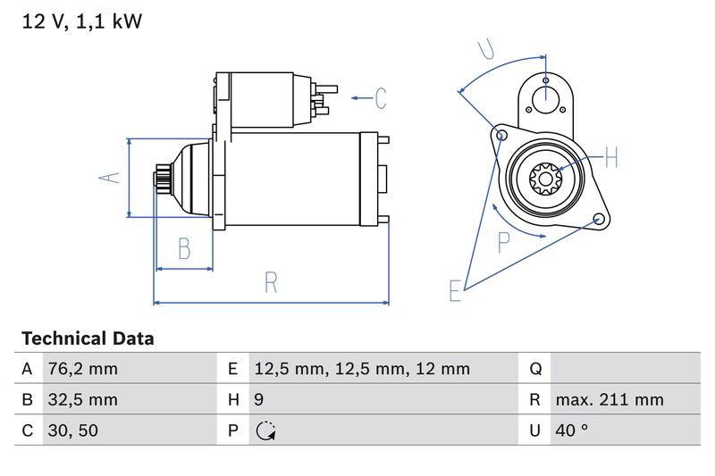 Bosch 0986017830 Starter - 1