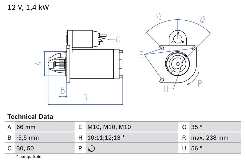 Bosch 0986018310 Starter - 1