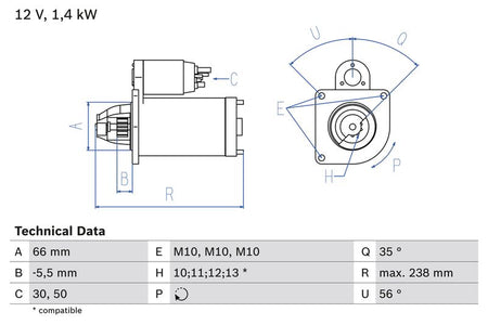 Bosch 0986018310 Starter - 1