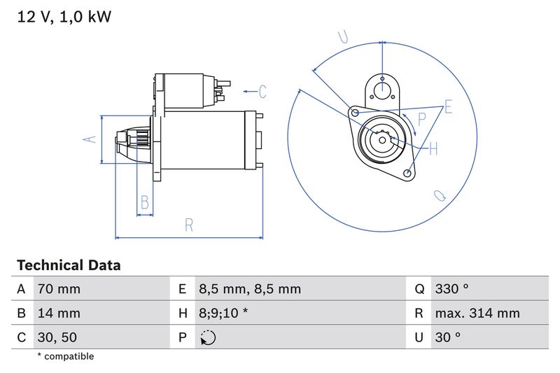 Bosch 0986018570 Starter - 1