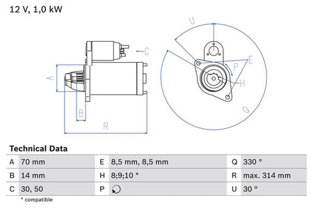 Bosch 0986018570 Starter - 1